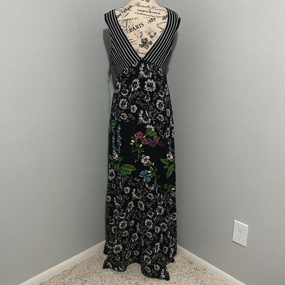 Sam Edelman Sleeveless Mixed Media Botanical/Striped Maxi Dress 6 - Picture 5 of 14
